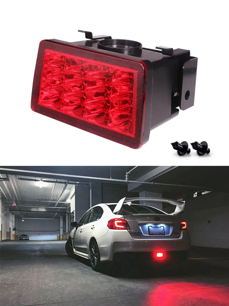 
F1 Style strobe LED Rear Fog Light Kit For 2011-up Subaru WRX STi Impreza XV LED Rear Fog, Tail/Brake 12V Red 
