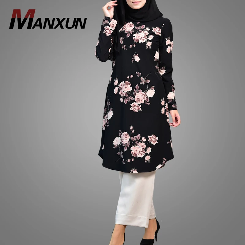 Newest Turkish Arab Women Clothing Elegant Long Sleeve Muslim Tops Blouse Modest Fashion Dubai Fancy Dresses