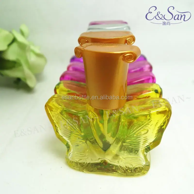 Pt13-15ml оптовая продажа цветные бабочки флакон духов стекло с крышкой заправка пустой распылительной бутылки