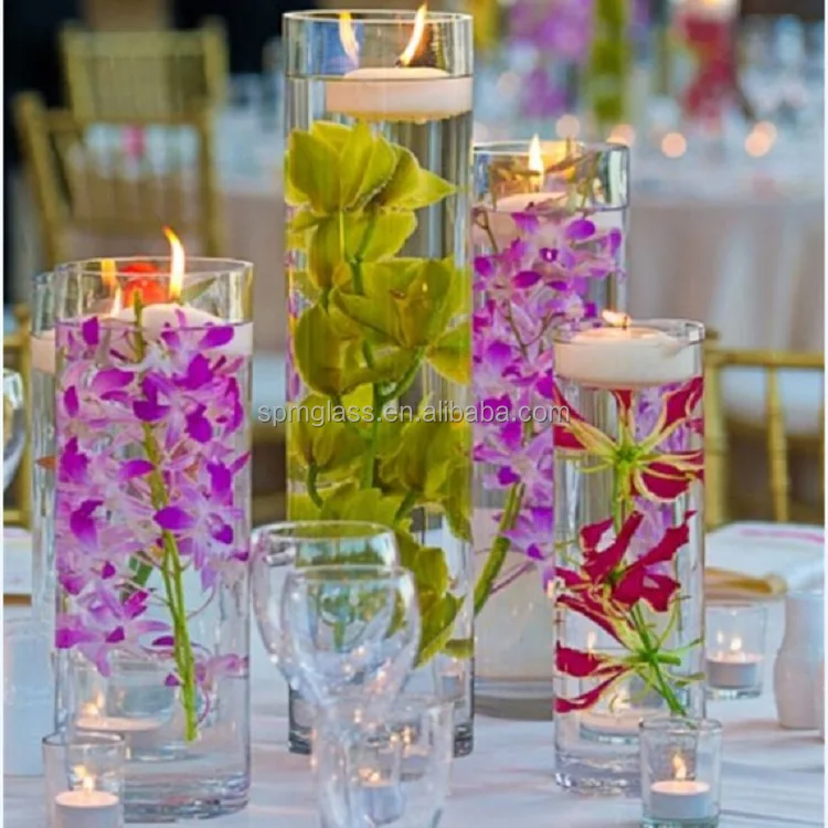 clear candle cup cylinder vase wedding centerpieces for wedding table