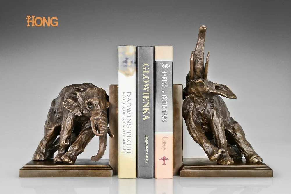 AL-142 & AL-143 слонов книгодержатель для бронзовая скульптура из латуни ремесла