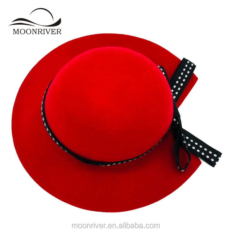 Fashion Women Wool Felt Church Bowler Cloche Wide Brim Hat for Party