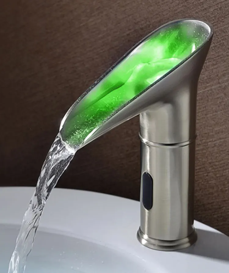 Solid Brass Casting 3 LED Lights Indicating Infrared Sensor Water Mixer