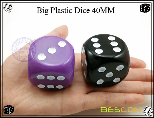 Giant Colored Plastic Dice 40MM in Round Style