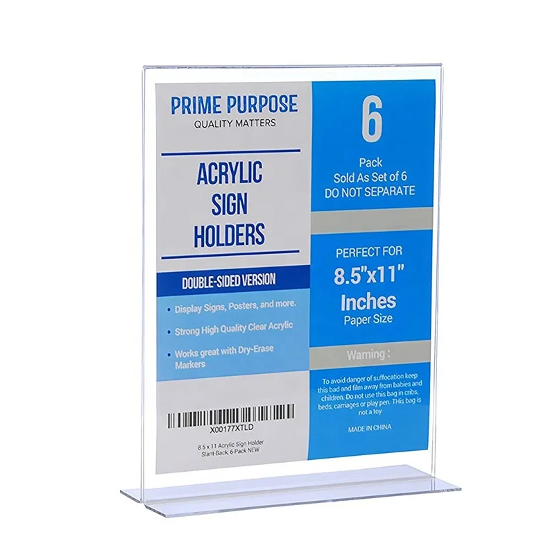 Factory wholesale A4 A5 size clear acrylic menu sign holder T shape acrylic flyer display stand