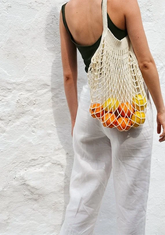 French Market Reusable Cotton Shopping Bag Eco Tote Cotton Net Bag
