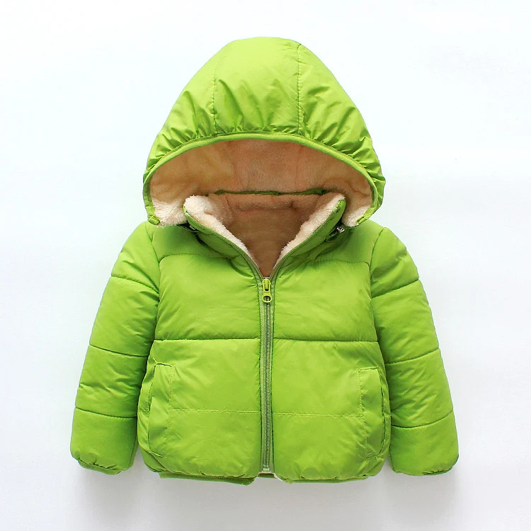 
baby hooded jacket winter warm thick long sleeve plush baby girls boys clothes 