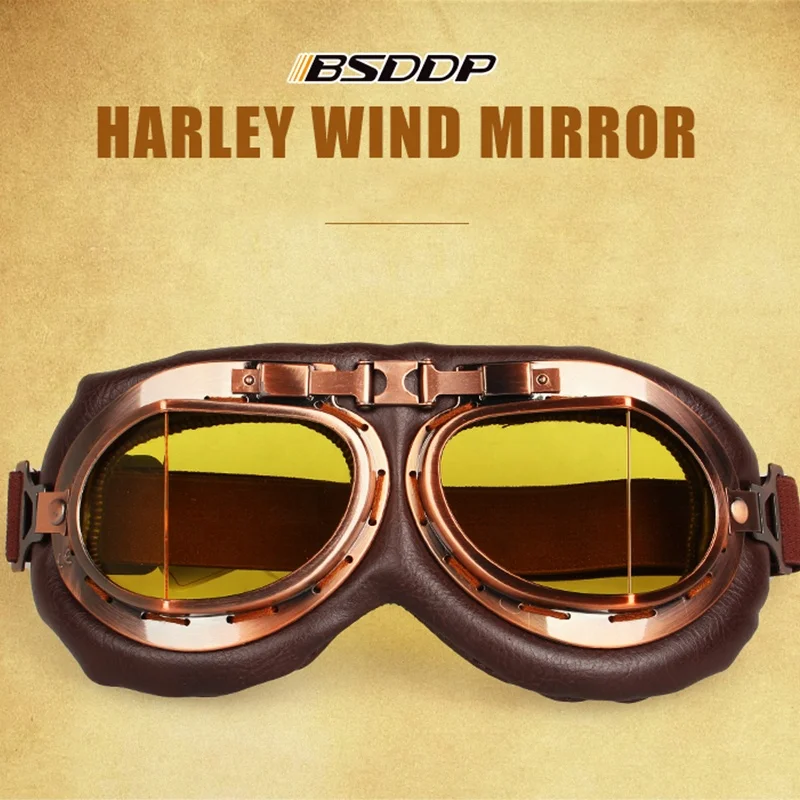 BSDDP Motorcycle Goggles Glasses Vintage Motorbike Classic Goggles Retro For Harley Protection Eyewear UV Protection