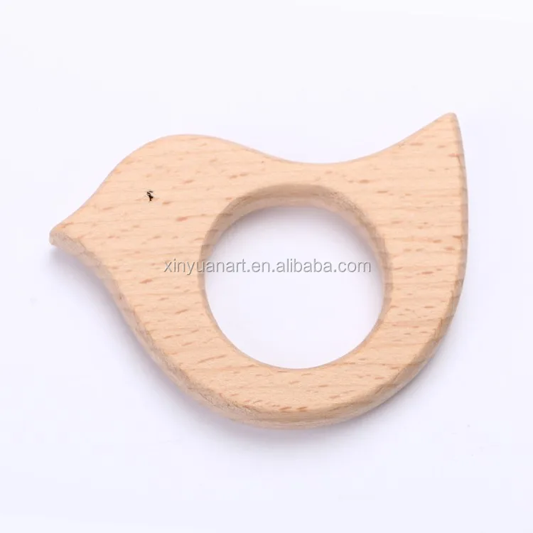 85mm best polished Natural Beech Wood Bird Ring Teether Toy , Animal teether chewable toy