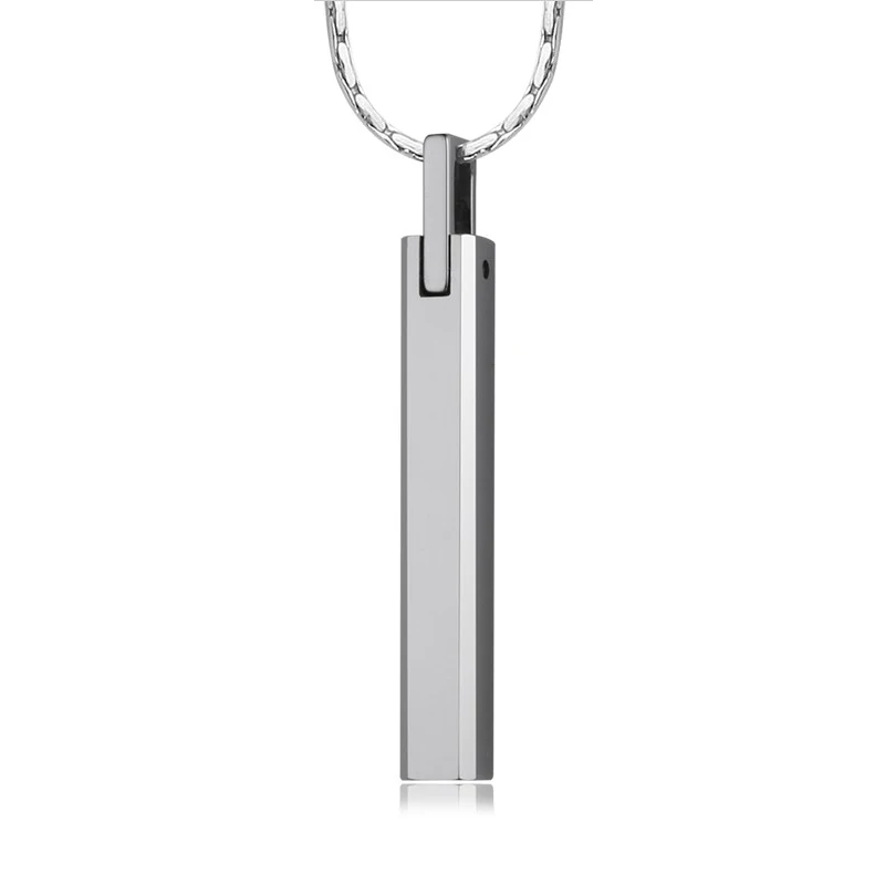 Vertical Tungsten Carbide Pillar Tungsten Bar Pendant Necklace