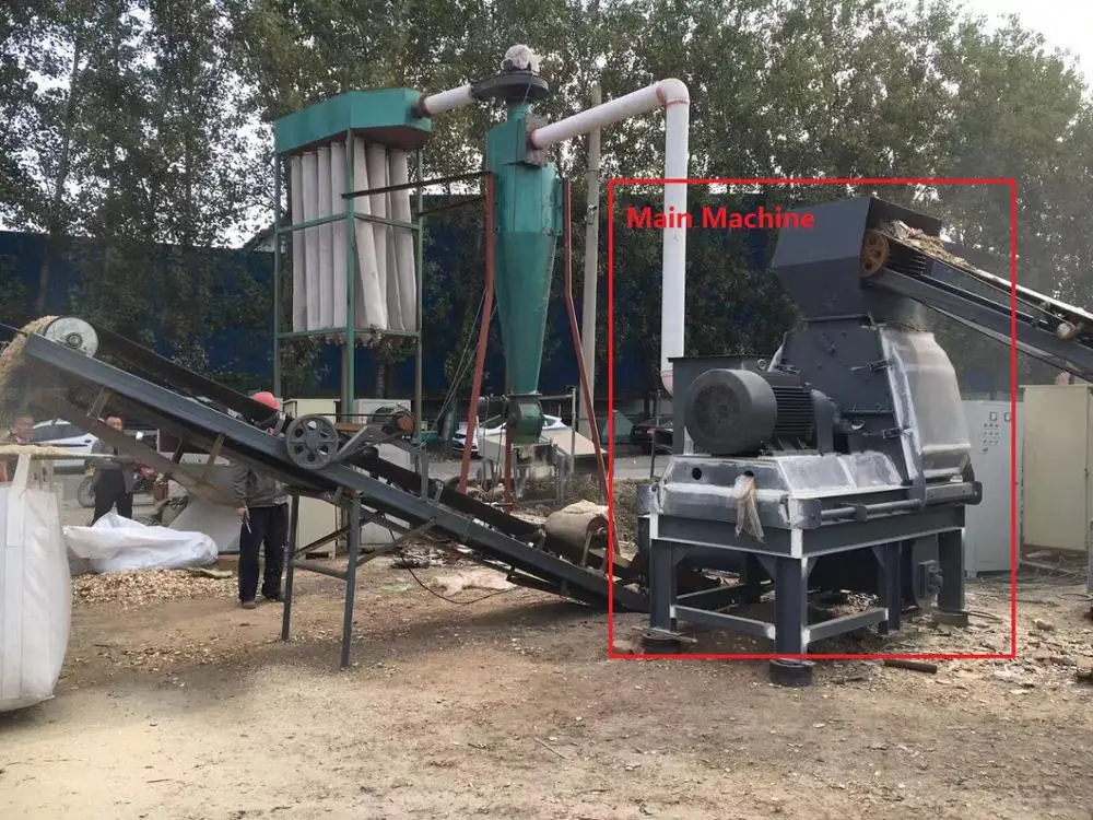 
Different end product size wood log hammer crusher 