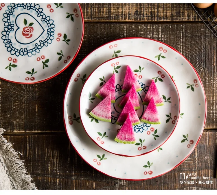 Высокое Качество ручная роспись Креативный дизайн Вишневый узор керамическая посуда столовые сервизы