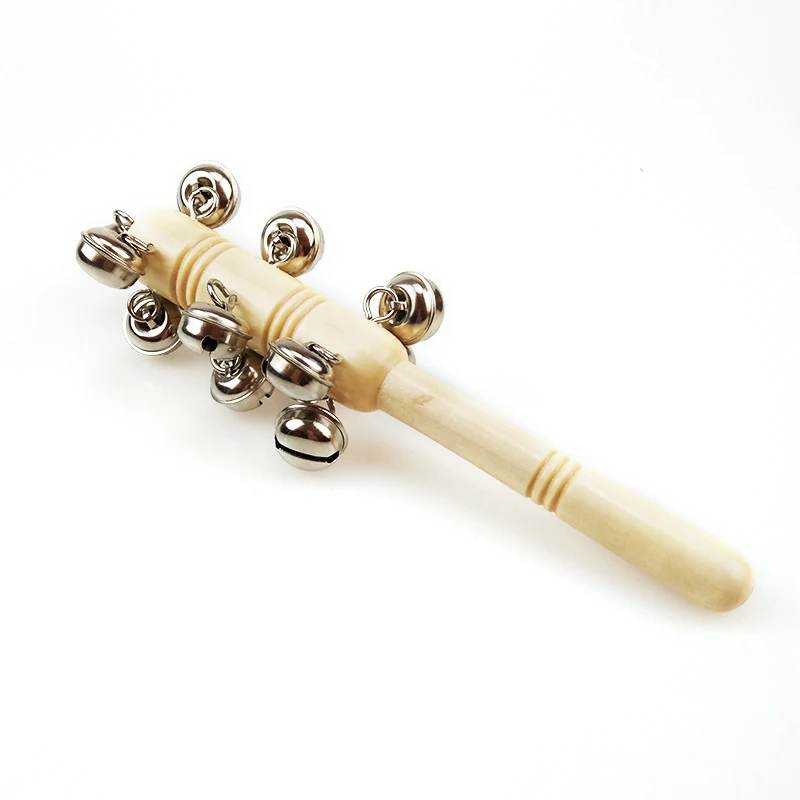 Manufacture Musical Wood Baby Rattle Hand Bells for Kids