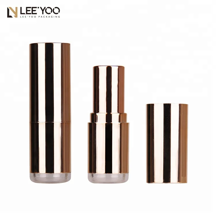 PA-1042 Shiny cylinder custom gold lipstick tube with window