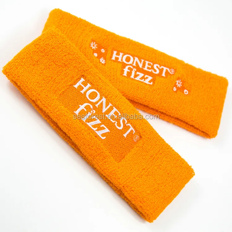 custom embroidery logo terry cloth cotton sweatband sports running headbands