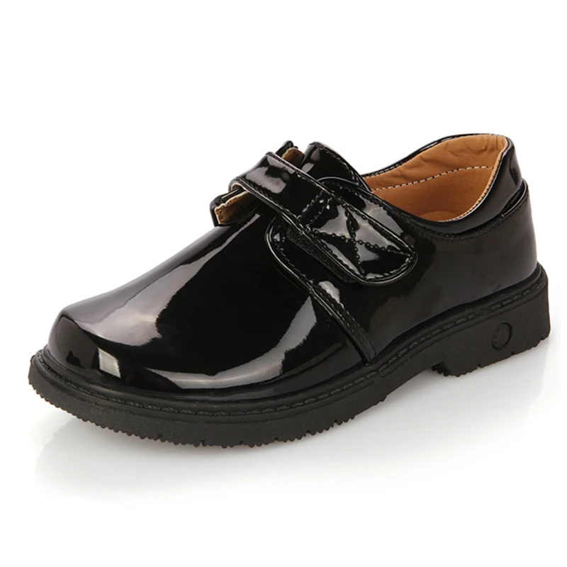 2015 child single shoes male child shoes black white big boy shoes japanned leather solid color