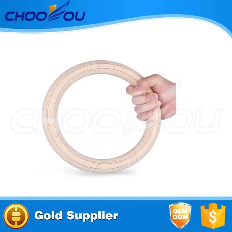 2021 Custom Printed Wood Yoga Ring Fitness Exercise Gym Rings With Safe Straps