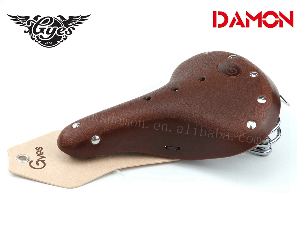 Gyes GS-08 Cow Leather Retro Saddle Cool Road Bicycle City Bike Seat Hand Made