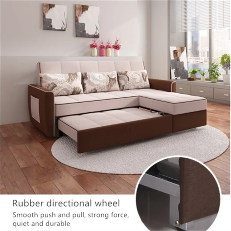 Откидывающаяся мебель для сна Современная Складная двухъярусная гостиной из современной ткани раскладной диван-кровать с хранилищем