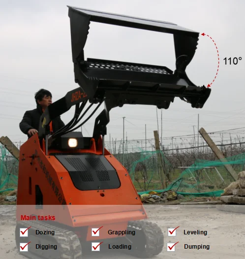 25HP  Dingo Kanga rubber tracked petrol 4 in 1 bucket mini skid steer mini digger loader