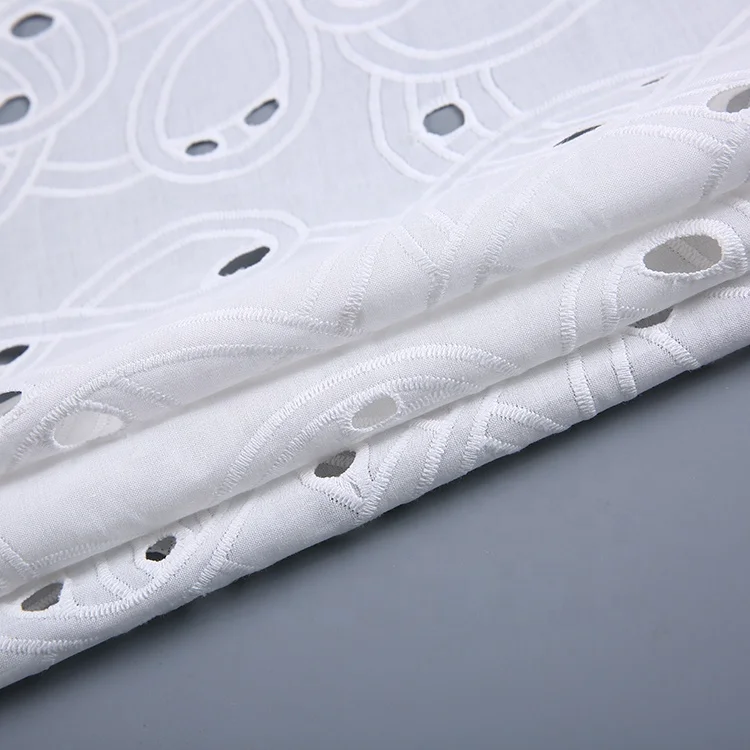 New arrivals combed eyelet voile white cotton embroidery fabric with hole