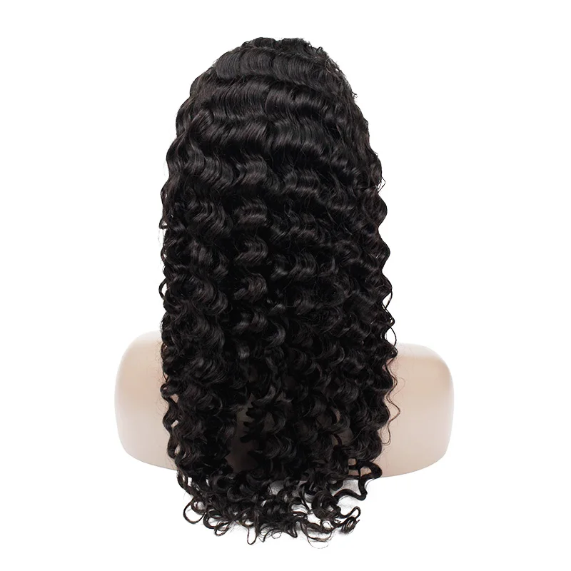 
Dropshipping deep wave lace wigs 100% raw unprocessed malaysian 1b natural human hair full lace wig 
