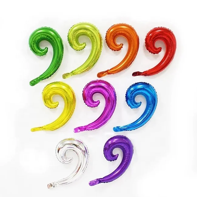 multi color  43cm49cm  latex free helium party balloons foil Spiral wavy kurly foil balloons