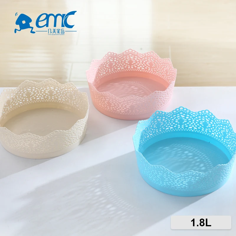 Лучшая цена, круглая пластиковая корзина для хранения косметики с цветочным узором