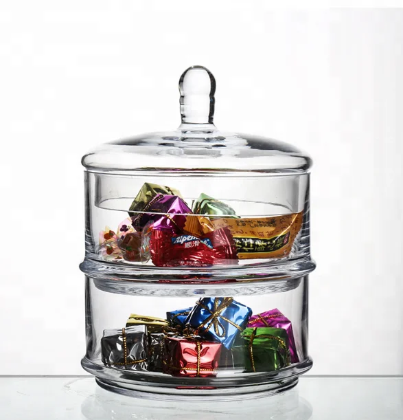 Glass Candy Jar 4pcs Stackable Glass Storage Jar for Candy Corn Nut