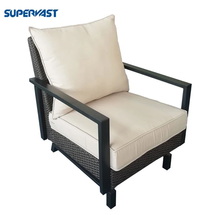 5PC Outdoor C Spring Wicker Motion Gas Fire Pit Cushion Furniture Set