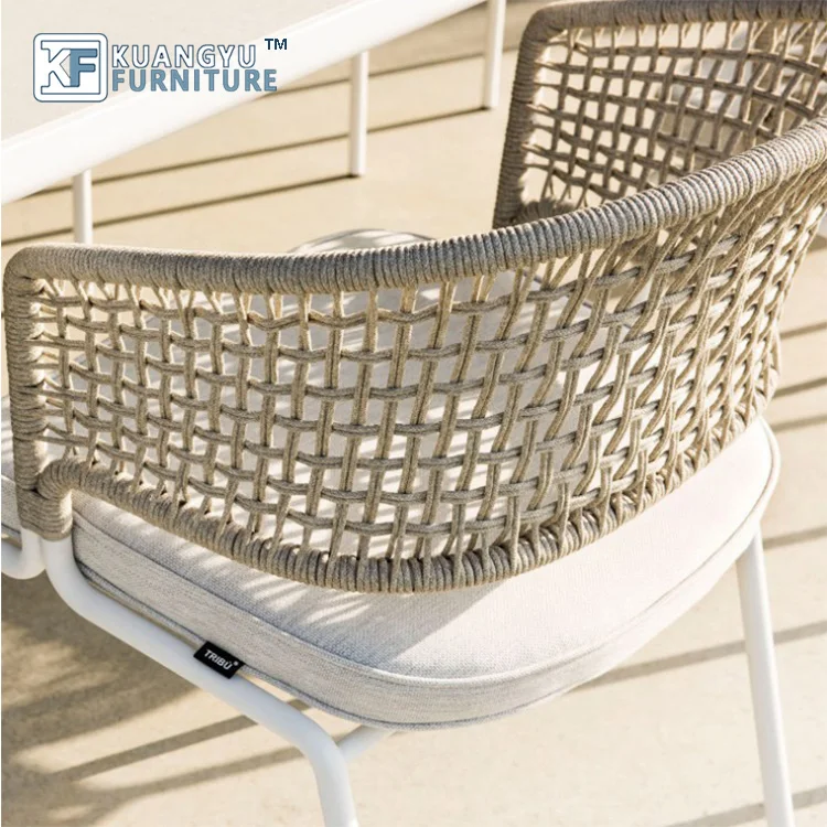 Medium Brown Rattan Indoor-Outdoor Restaurant Stack Chair Garden Outdoor Metal Wicker Chair
