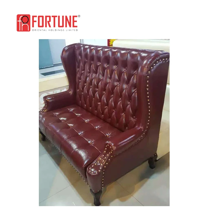 high back button tufted sofa booth PU leather restaurant banquet booth (FOH-CK49)