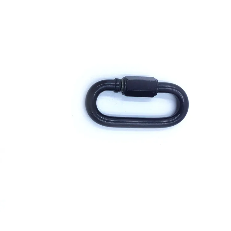 BT-QL1-1 Retail Industry 7mm Electrolytic Black Strongest Oval Carabiner Straight Snap Hook For Camping Quick Link