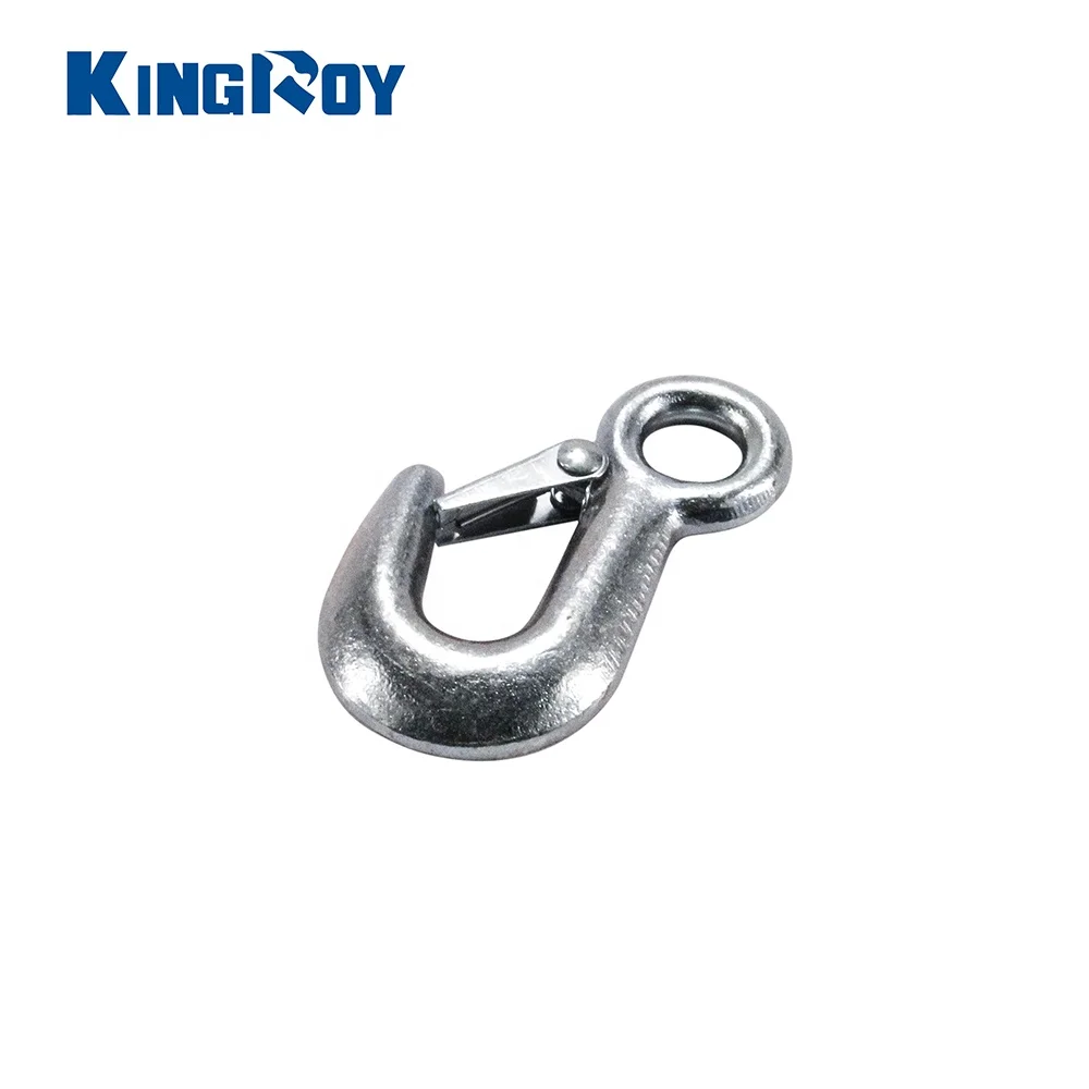 Steel chain crane galvanized forged lifting eye hook with safety latch  for cargo control
