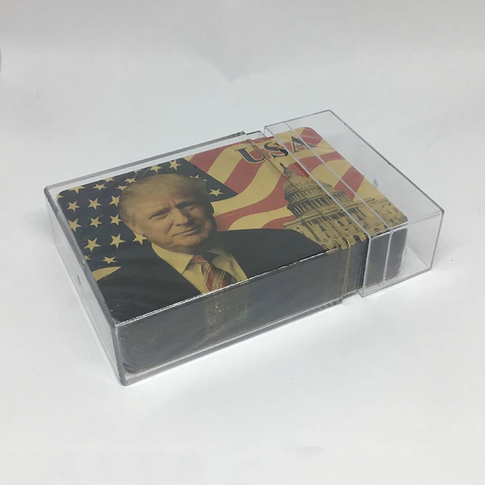 
GS-18151 PET Gold Plated Trump Pattern Playing Cards W/ Clear Plastic Box 