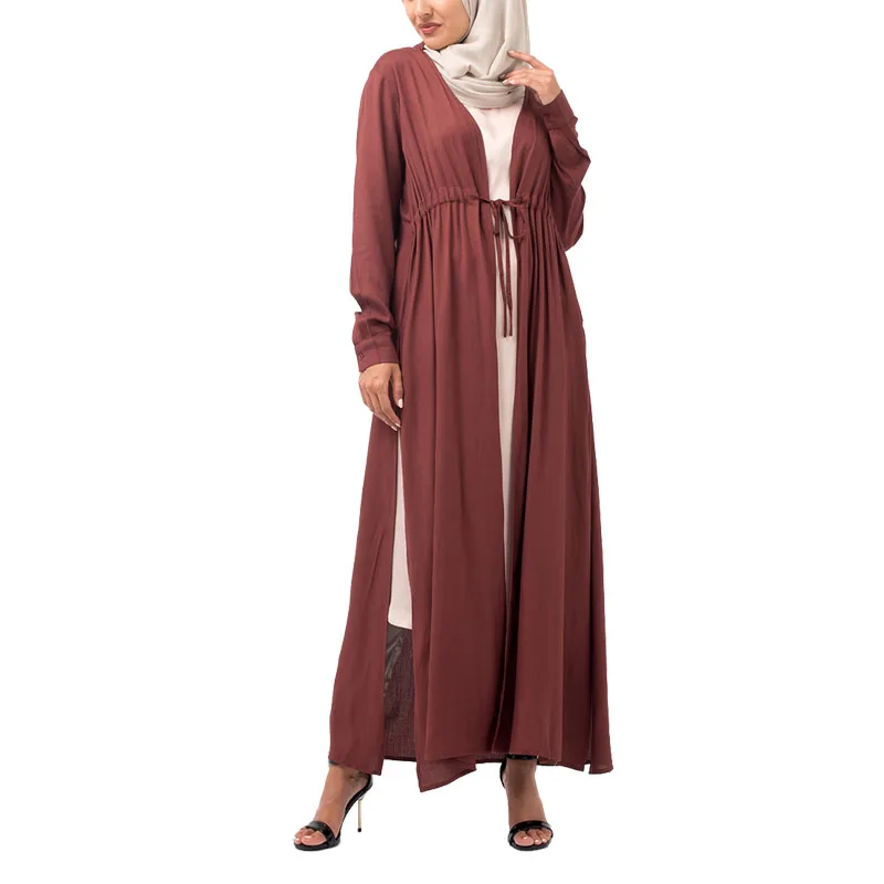 
Dongguan Manufacturer Relaxed Fit Drawstring Details Fashion Embroidery Islamic Kimono 