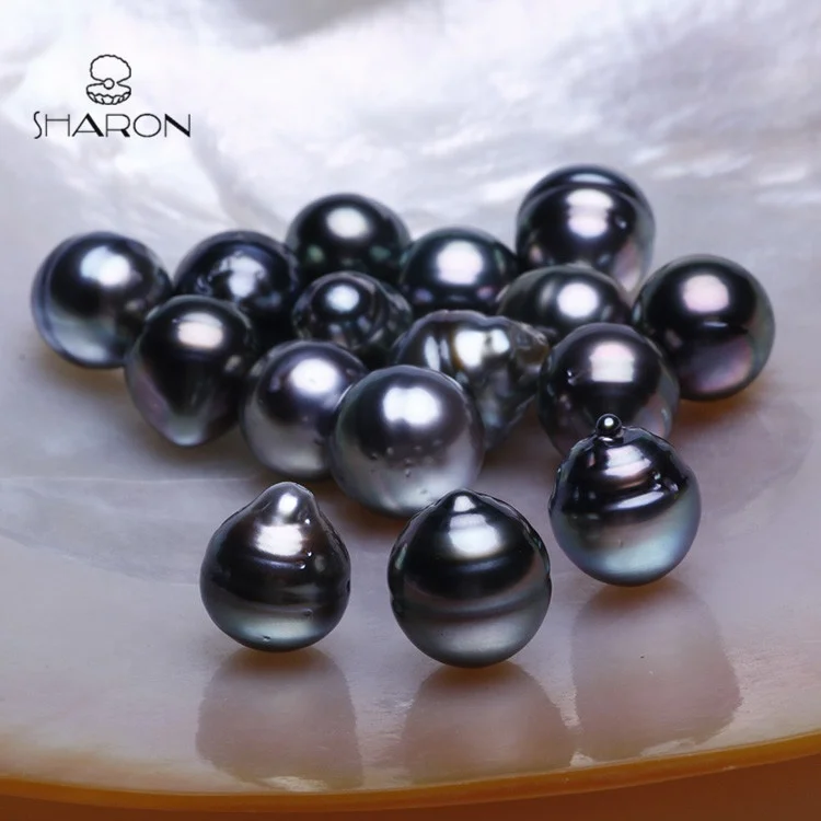 
High Luster 10-11mm Grade AA Near Round Drop Rice Black Seawater Tahitian Pearl 