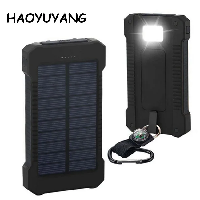 20000 мАч Waterproof Solar Power Bank Dual USB Солнечное зарядное устройство со светодиодной подсветкой для iPhone 6 power bank
