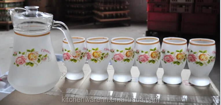 HAONAI стекло Лидер продаж KS-22-G хорошее качество 7 шт. стеклянный набор воды/стеклянный обеденный стол/стеклянный кувшин для воды