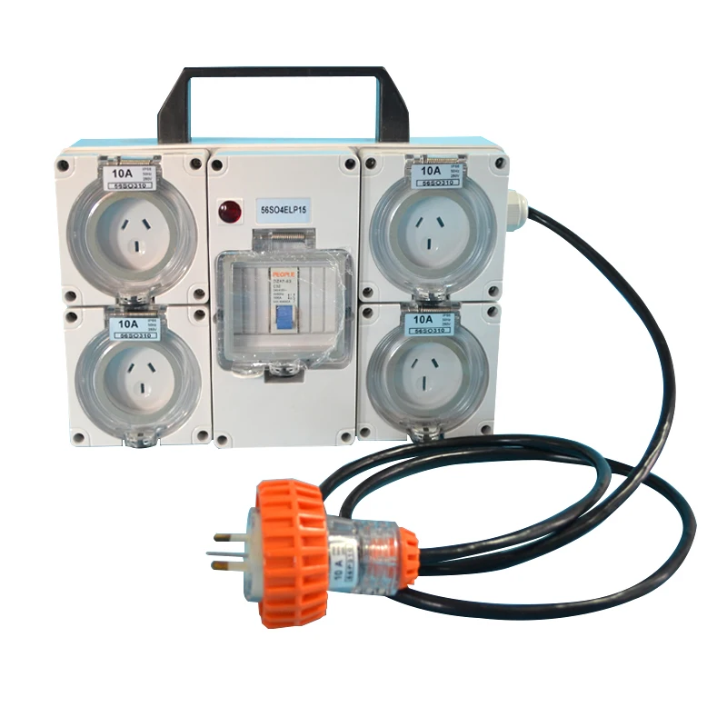 Australian 56SO4ELP15 ac circuit enclosure breaker IP66 portable CB protected Switched Socket distribution box with IEC MCB