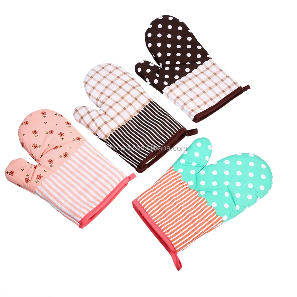 Oven Mitt Cotton Cute Kitchen Cooking Microwave Oven Mitts Non-slip Glove Thickening High Temperature Oven Glove