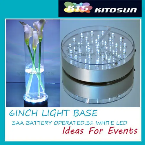 Mirror Center 31pcs Super Bright White LED Round LED Silver Light Base for Vases