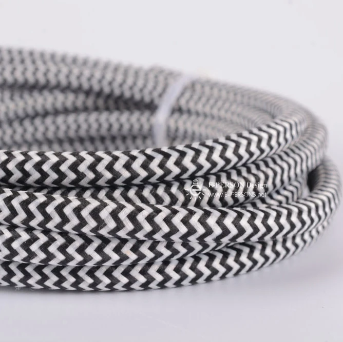 0,75 мм белый и черный текстильный тканевый Плетеный Электрический кабель