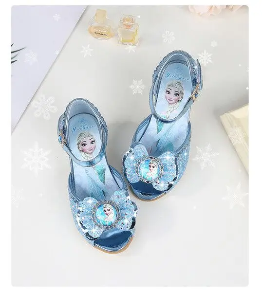 
ZH1423X Spring Children Princess Wedding Glitter Bowknot Crystal Shoes High Heels Dress Shoes Kids Sandals Girls Party Shoes 