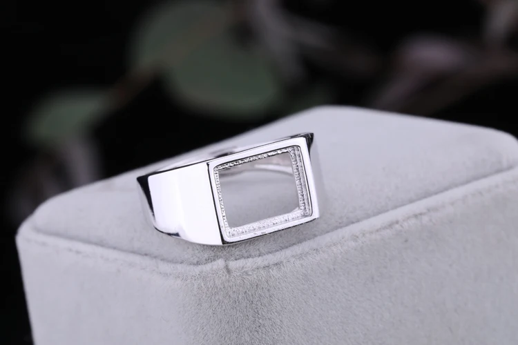 925 Sterling Silver Adjustable Ring Blank For Inlay Jewelry Making Women Square Smooth Empty Rings Base Tray DIY Accessories