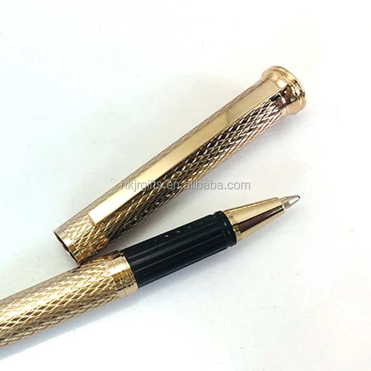 
Rose Gold Plated Diamond Cutting Wave Pattern Roller Pen On Barrels 