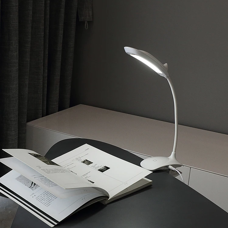 
ABS material white mini led clip on USB lamp Touch Switch USB Rechargeable Reading Lamp with customized 