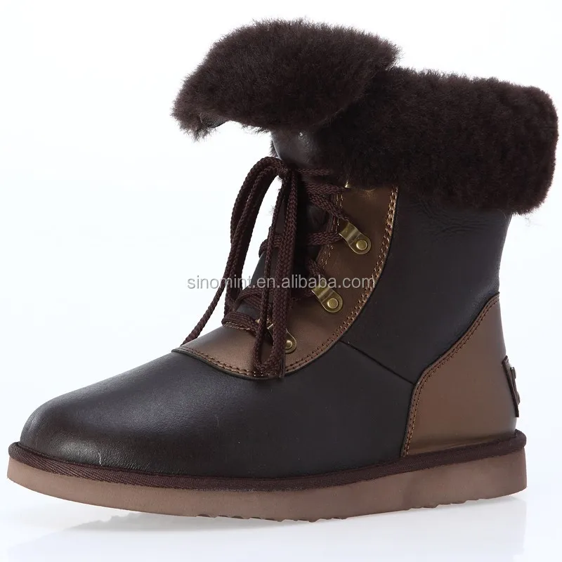 
snow boots with warm leather fur 