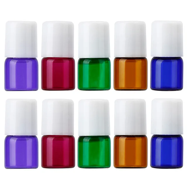 small Fragrances essential oil sample 1ml 2ml 3ml 5ml colorful perfume roll on glass Bottle with glass stainless steel roller
