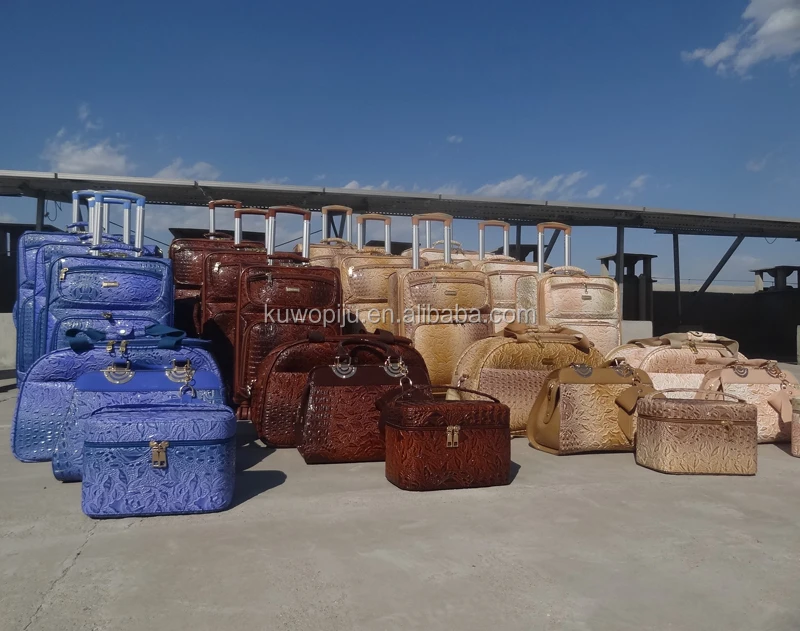 crocodile pu leather travel luggage trolley case beautiful 6pcs luggage set